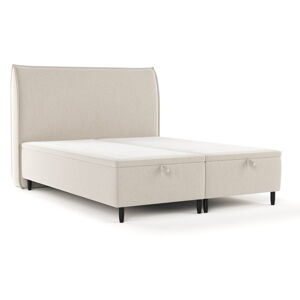 Béžová čalouněná dvoulůžková postel s úložným prostorem 160x200 cm Pearl – Maison de Rêve